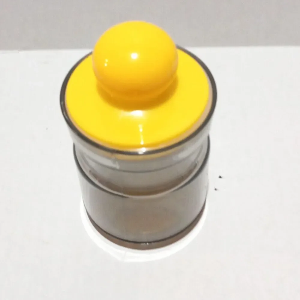 Vtg Smokey Acrylic Storage Jars-Set Of 4-Yellow Bubble Lids-Kitchen-Office-Craft